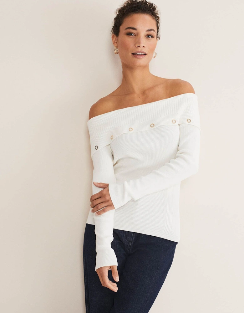 Mirelle Bardot Embellished Knit