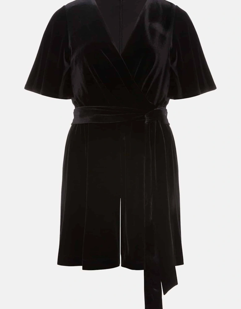 Holly Black Velvet Playsuit