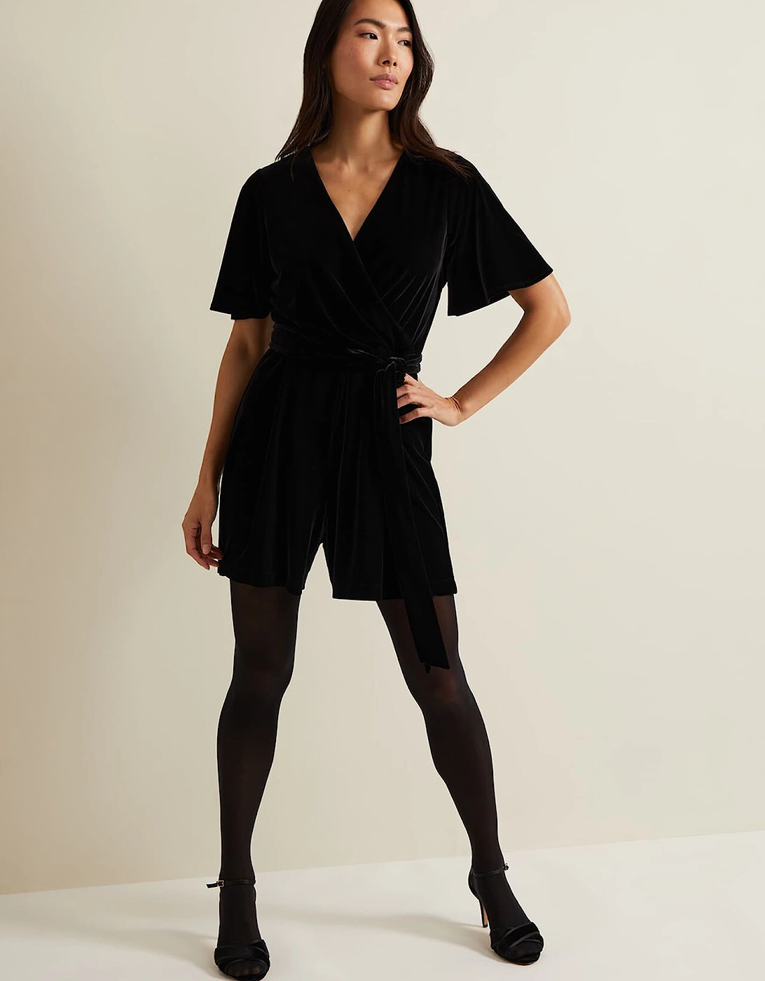 Holly Black Velvet Playsuit