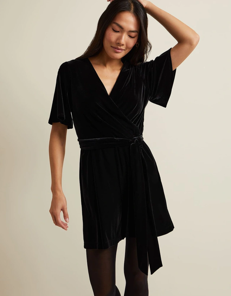 Holly Black Velvet Playsuit