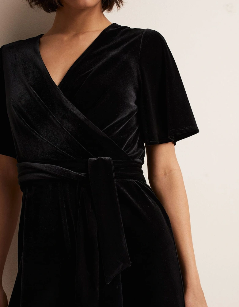 Holly Black Velvet Playsuit