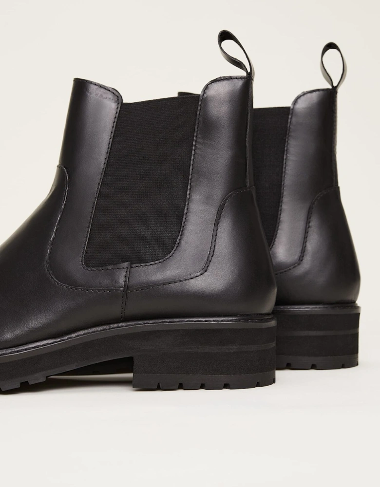 Casual Leather Pull On Ankle Boots