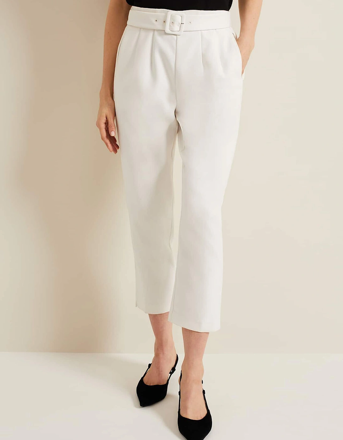 Gaia Neutral Tapered Tailored Trousers