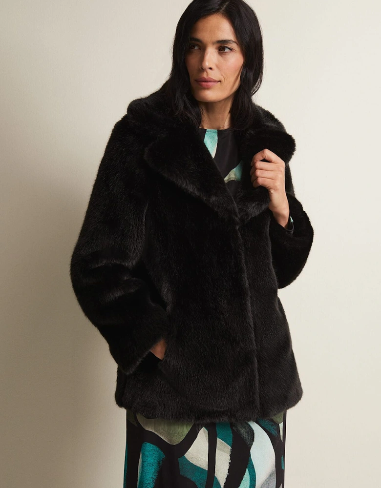 Megan Black Faux Fur Coat