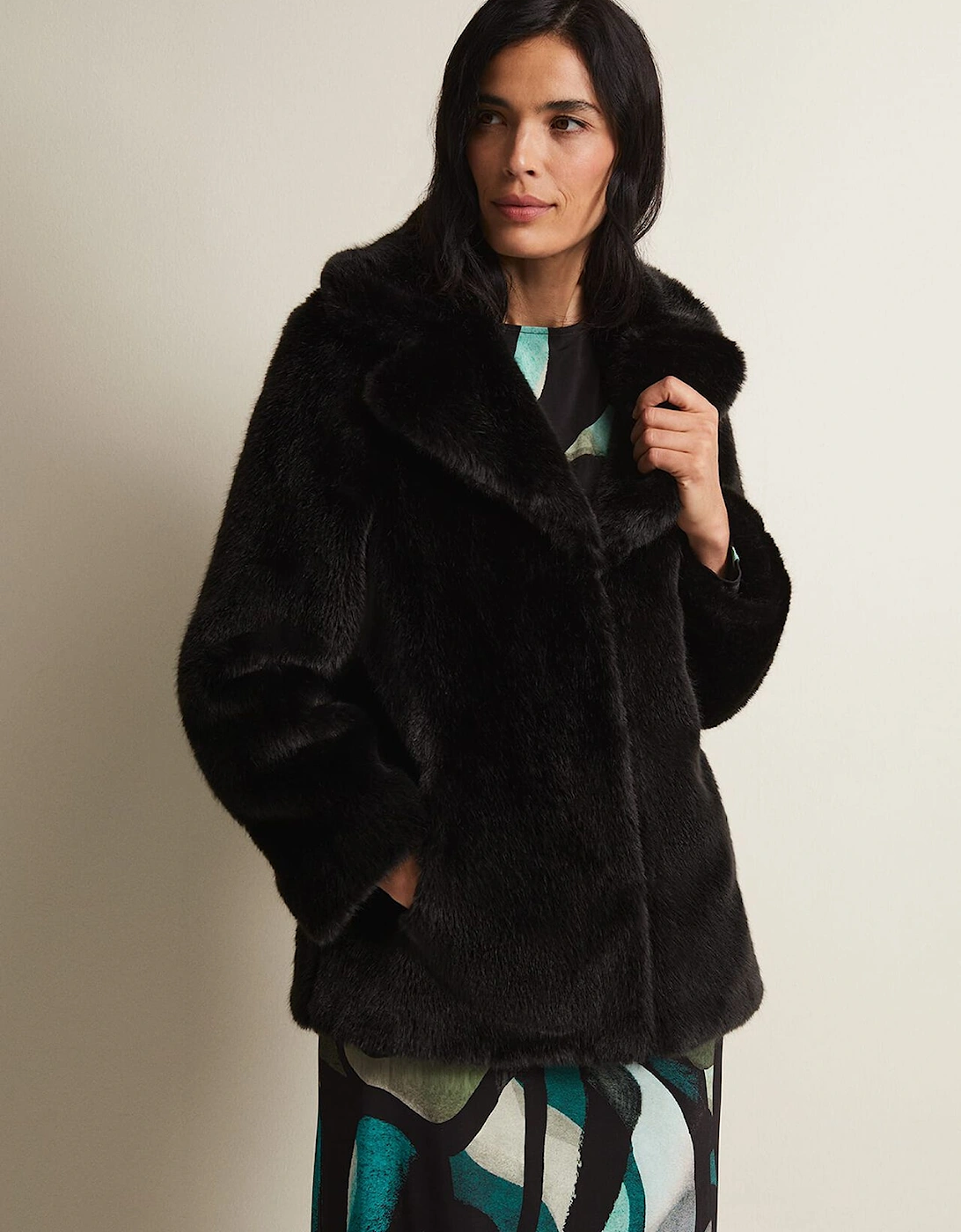 Megan Black Faux Fur Coat, 2 of 1