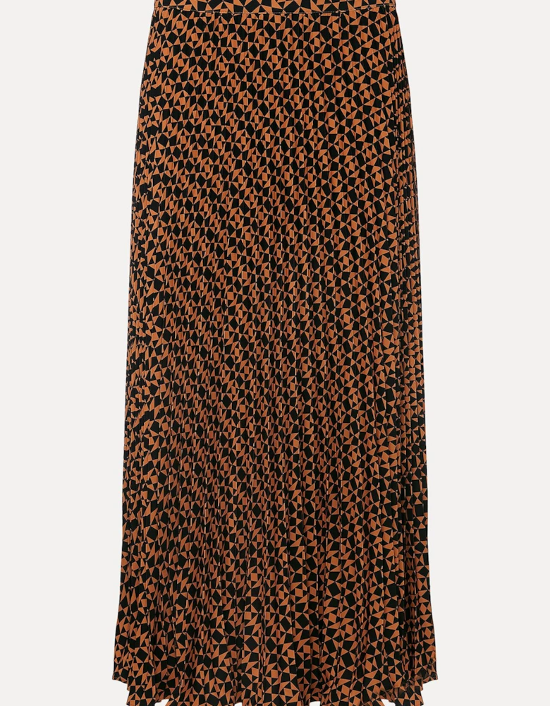 Elmina Pleated Geo Print Midi Skirt