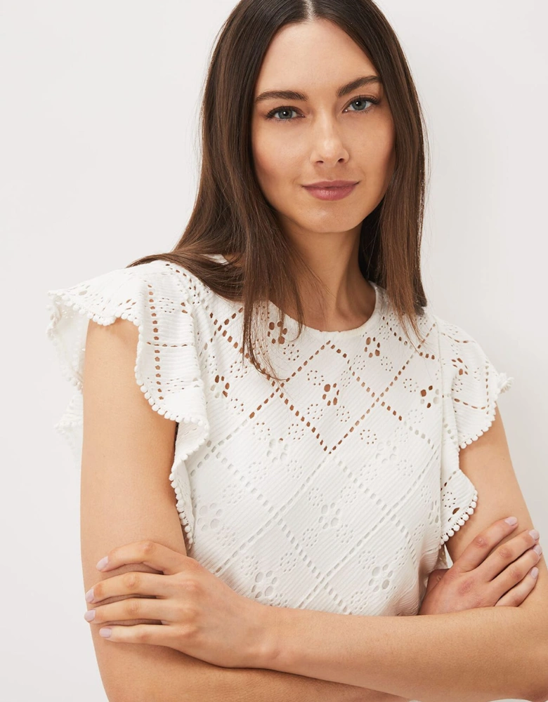 Guilana Cotton Frill Sleeve Lace Top