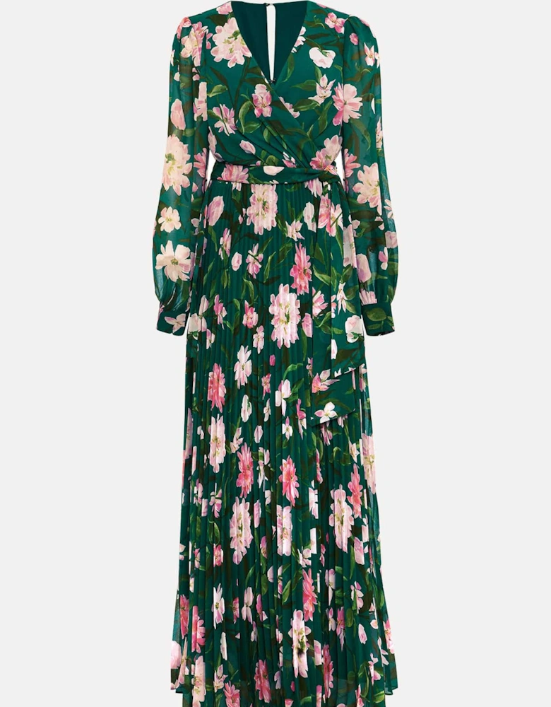 Rosa Floral Pleat Maxi Dress