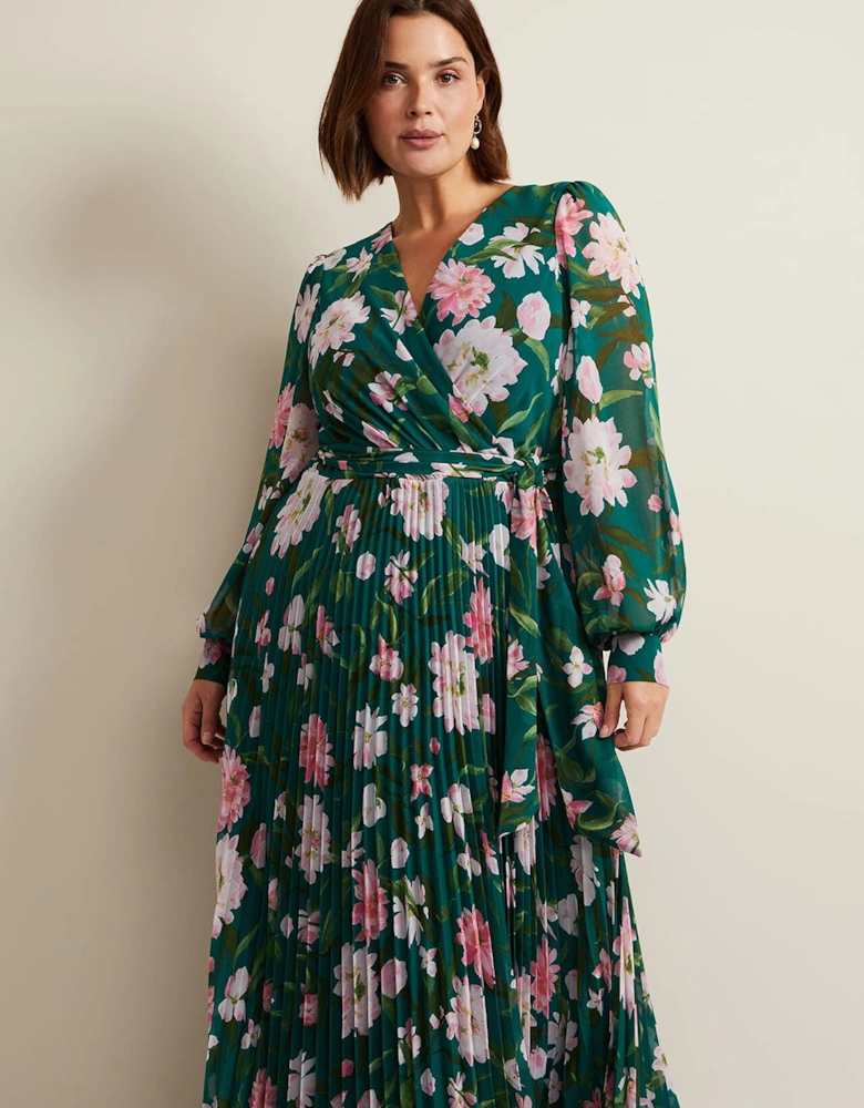 Rosa Floral Pleat Maxi Dress