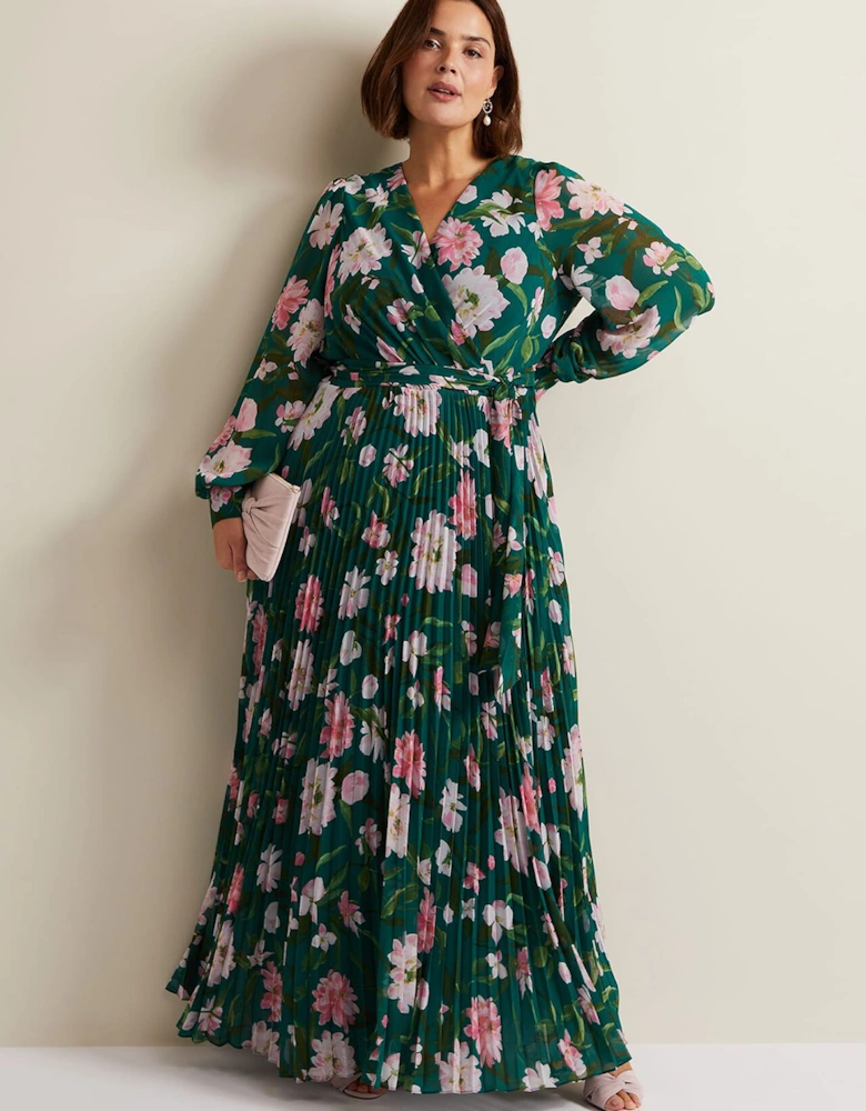 Rosa Floral Pleat Maxi Dress