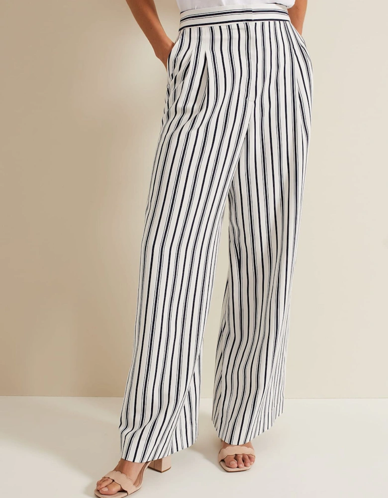 Selene Striped Wide Leg Suit Trousers