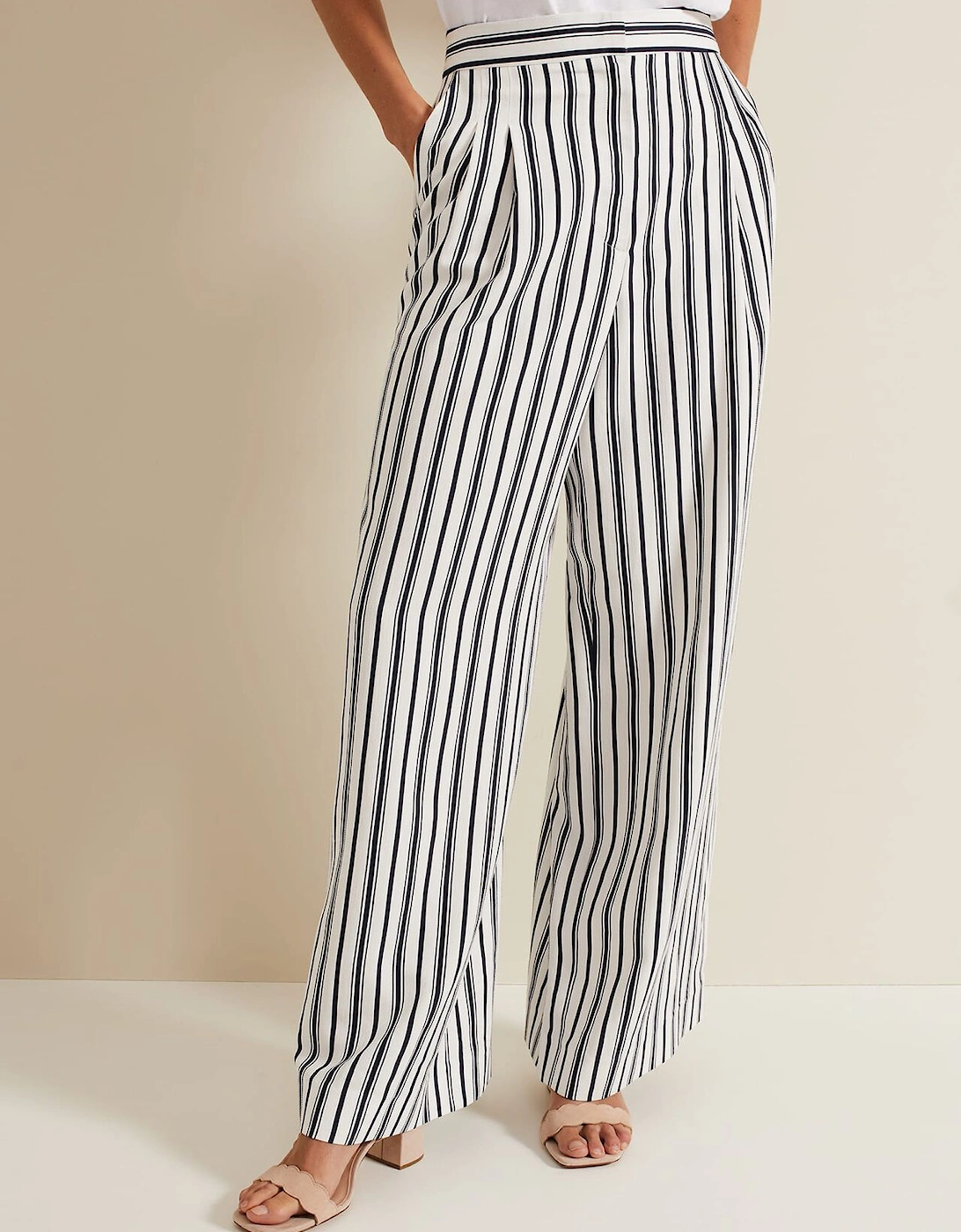 Selene Striped Wide Leg Suit Trousers