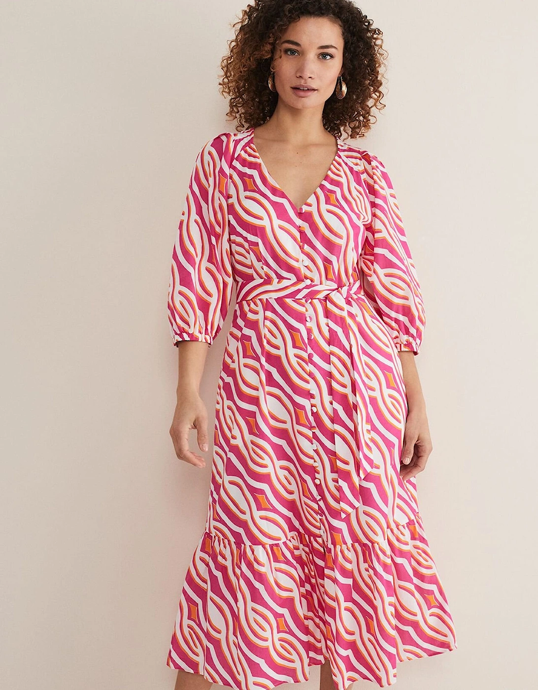 Georgie Cotton Geo Midi Dress