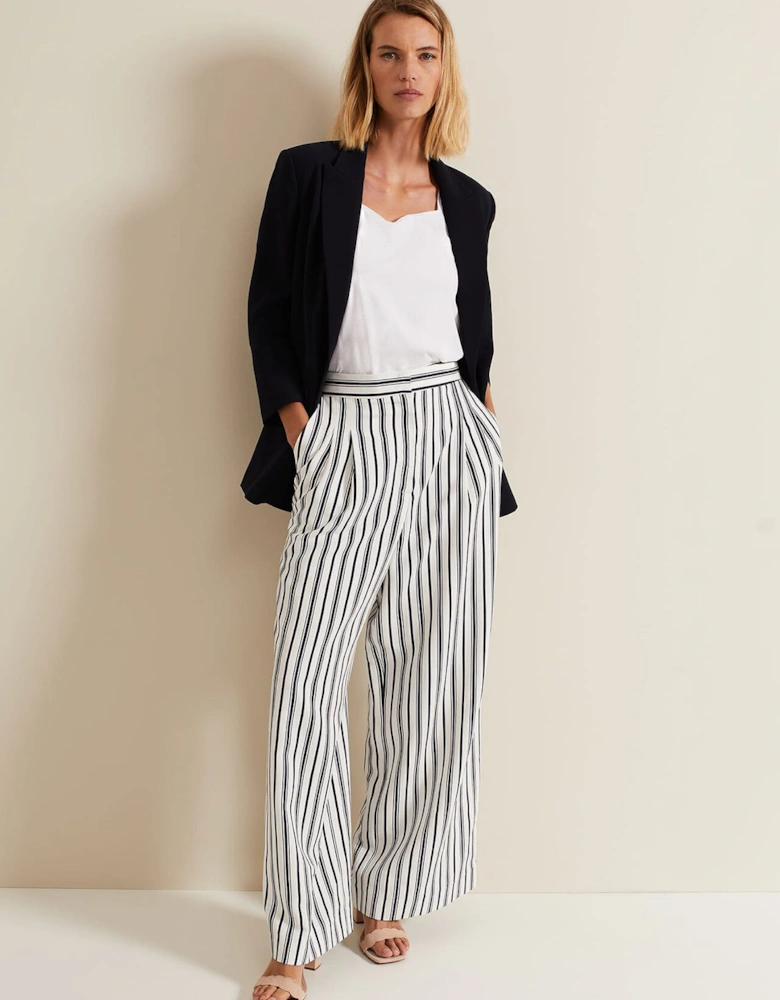 Selene Striped Wide Leg Suit Trousers