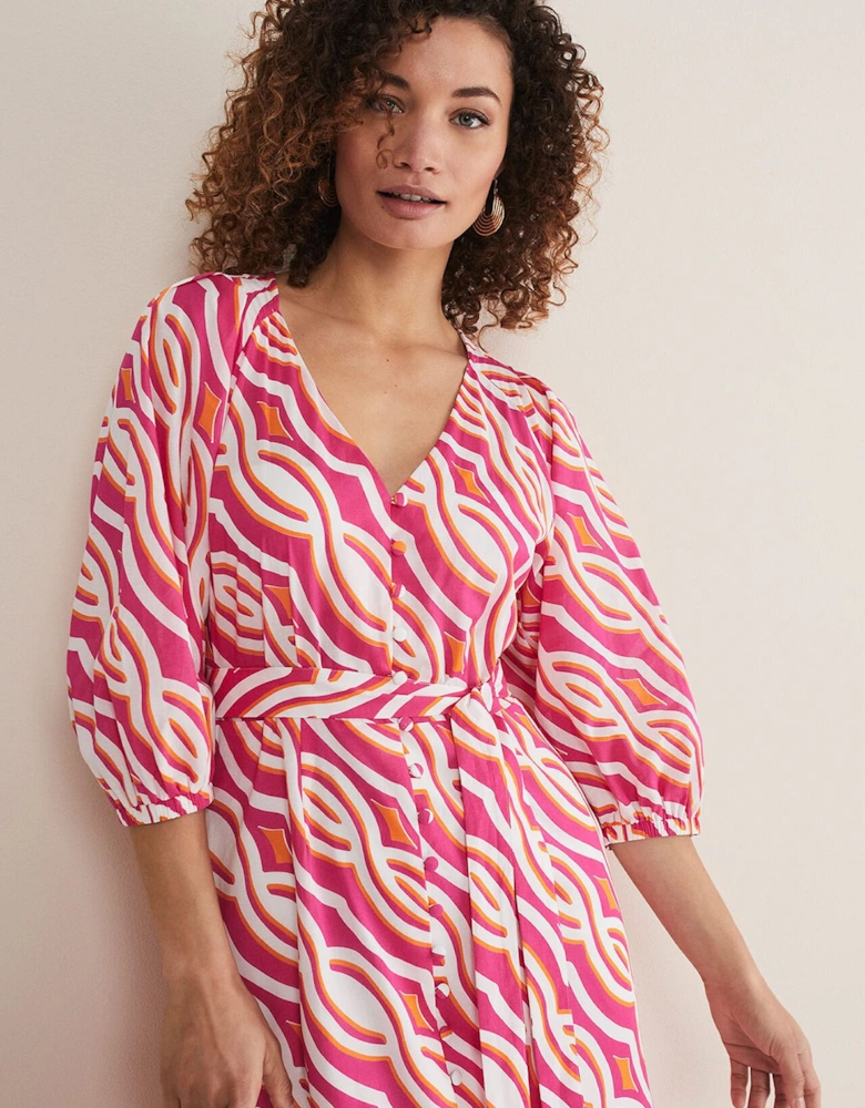 Georgie Cotton Geo Midi Dress