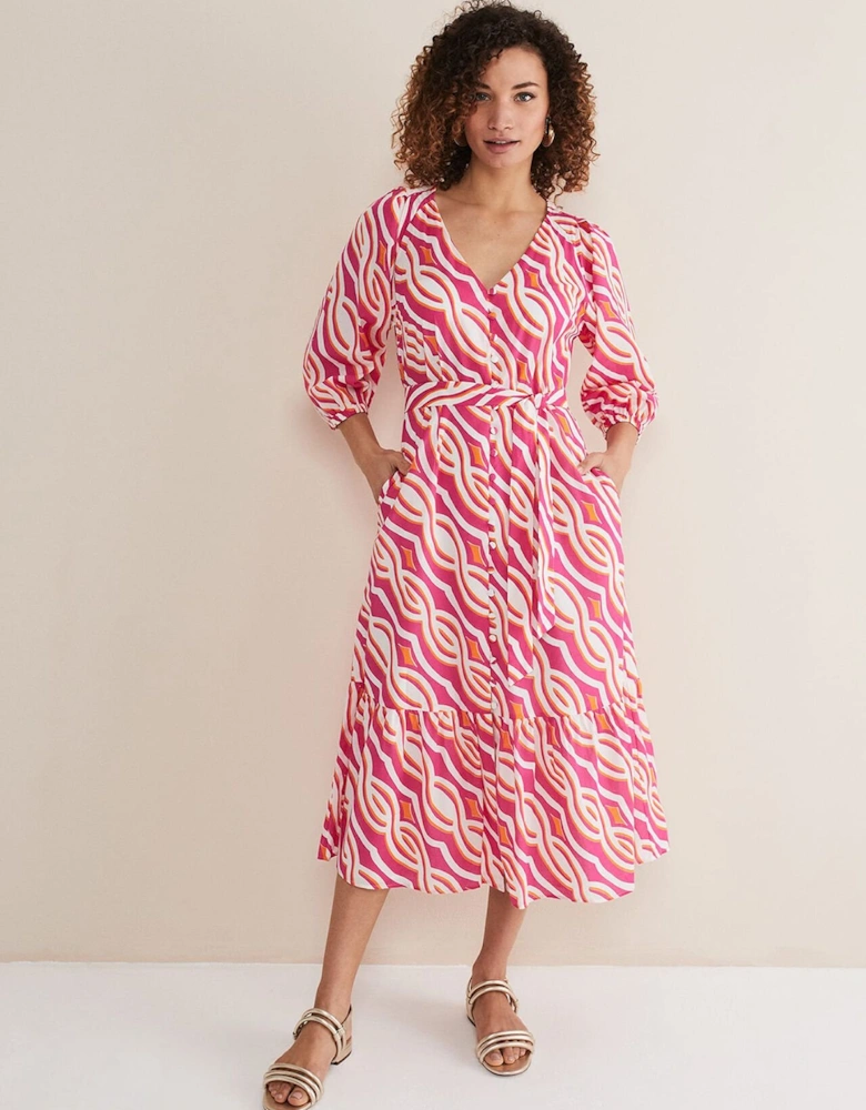 Georgie Cotton Geo Midi Dress