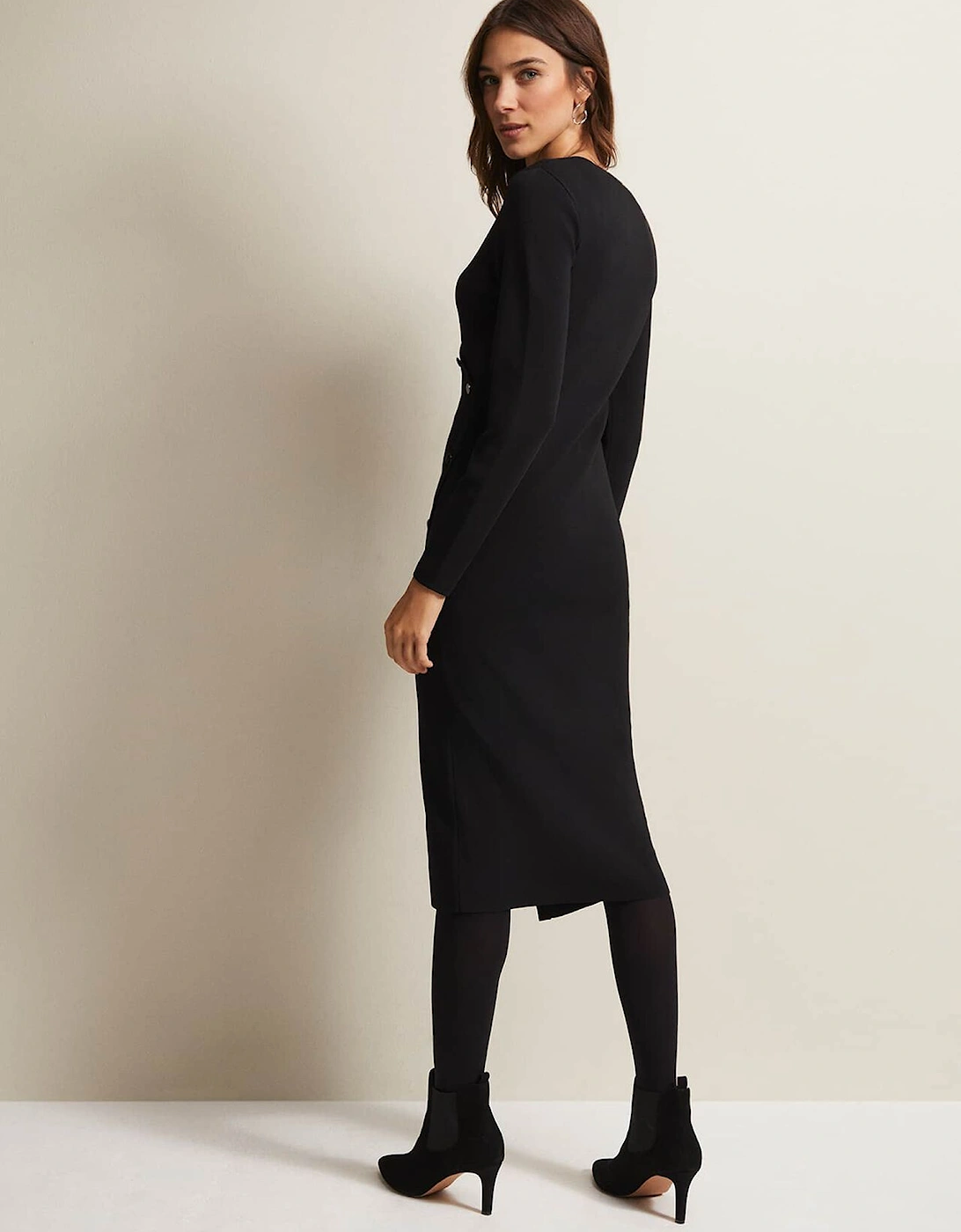 Kellia Black Knitted Midi Dress