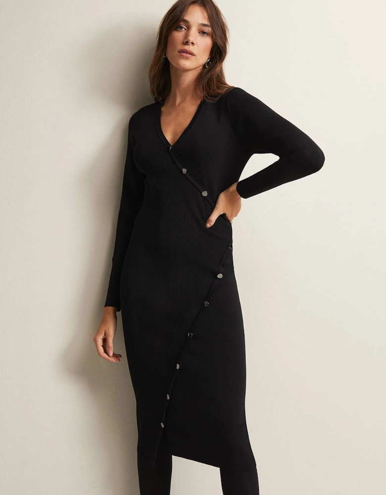 Kellia Black Knitted Midi Dress