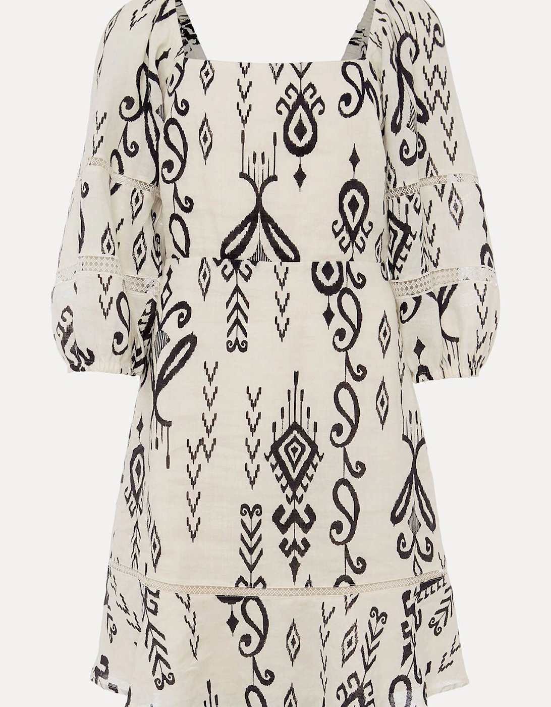 Linen Ikat Print A-Line Dress