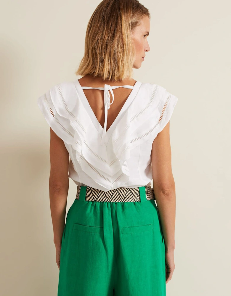 Rosey Linen Ruffle Top