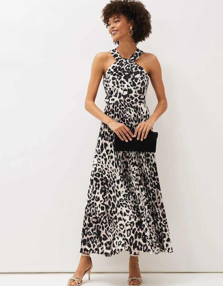 Chelsie Leopard Print Midaxi Dress