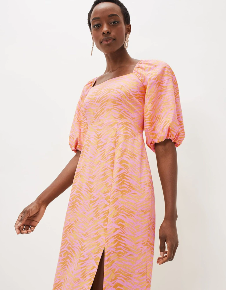 Effie Zebra Puff Sleeve Dress