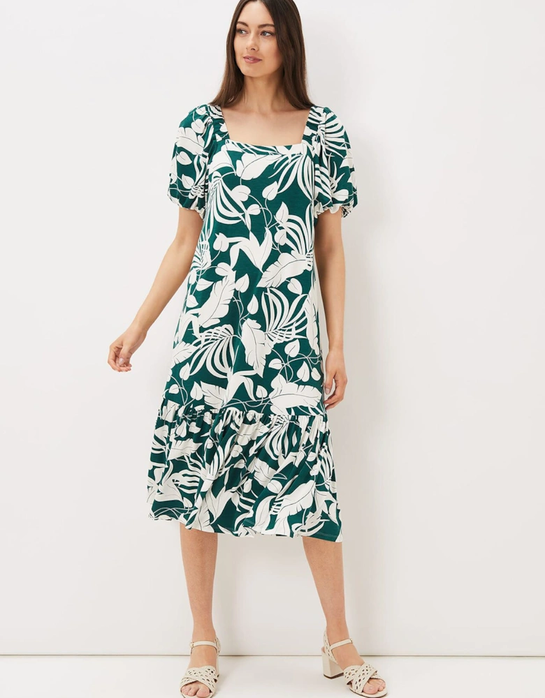 Aayra Palm Print Midaxi Dress