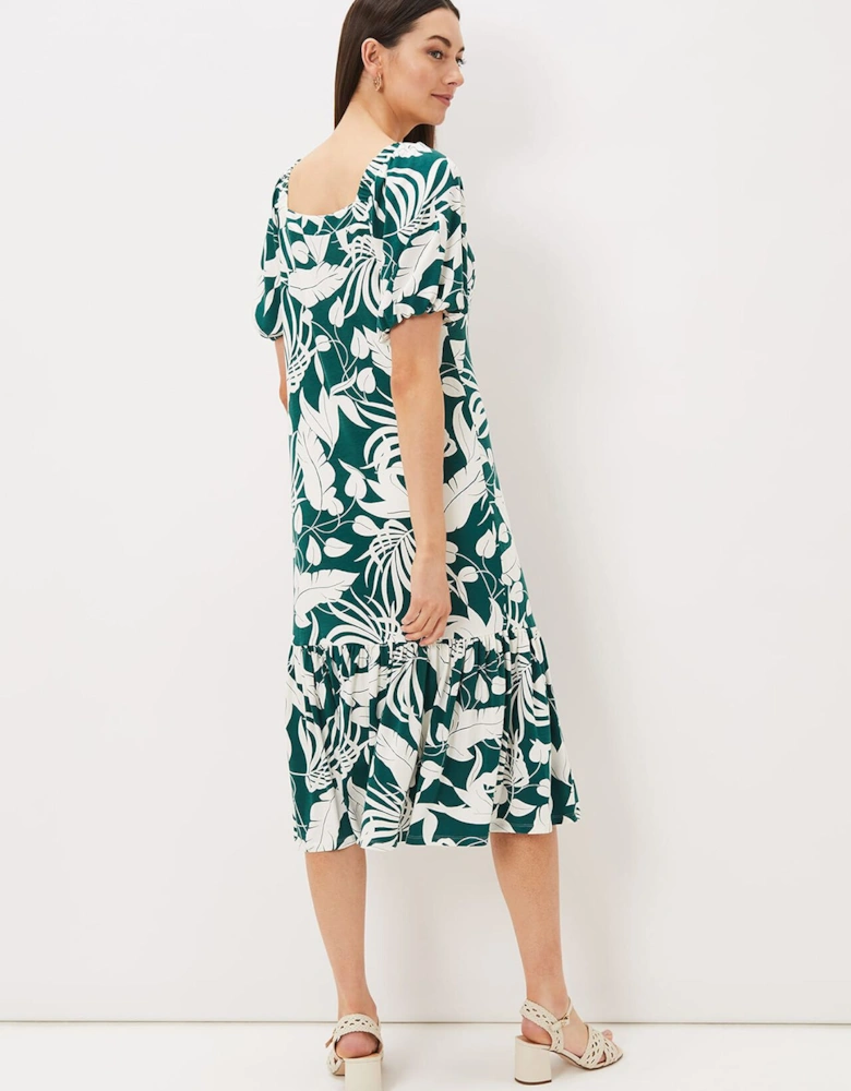 Aayra Palm Print Midaxi Dress