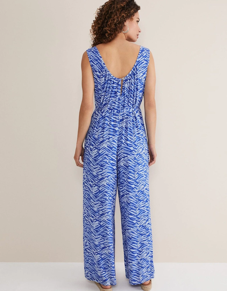 Juliana Zebra Print Jersey Jumpsuit