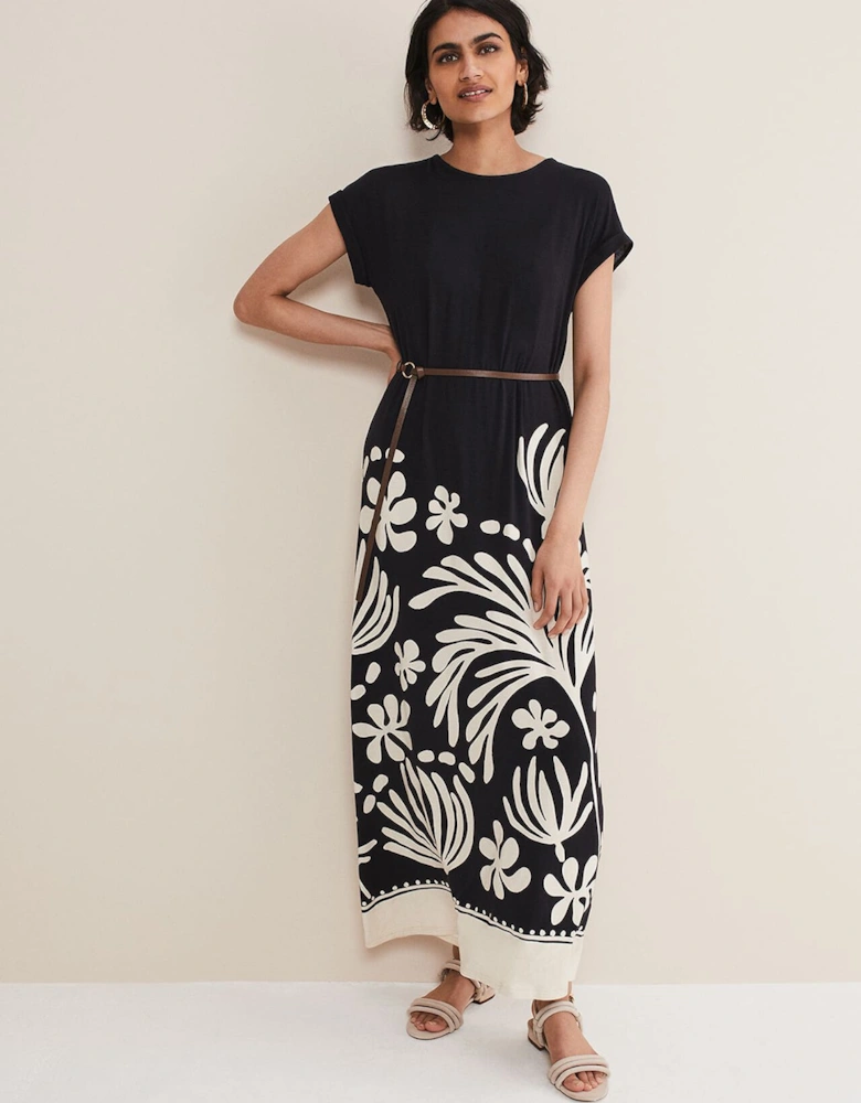 Jeanne Placement Print Jersey Maxi Dress