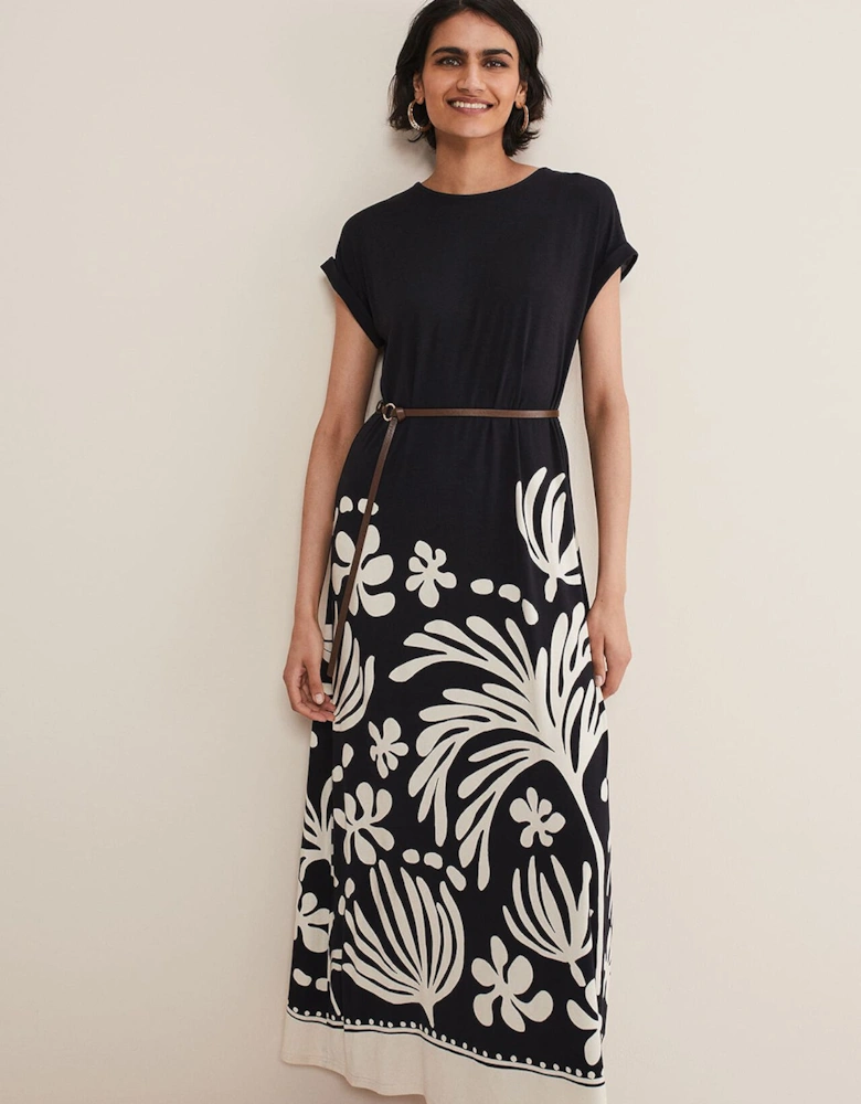 Jeanne Placement Print Jersey Maxi Dress