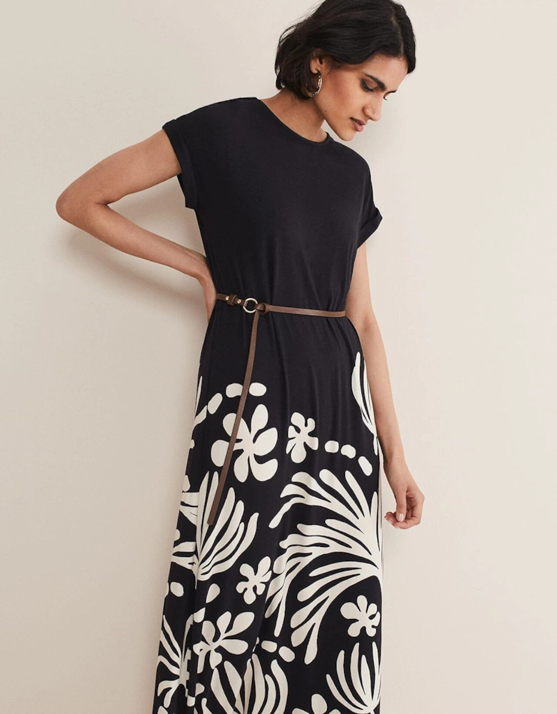 Jeanne Placement Print Jersey Maxi Dress