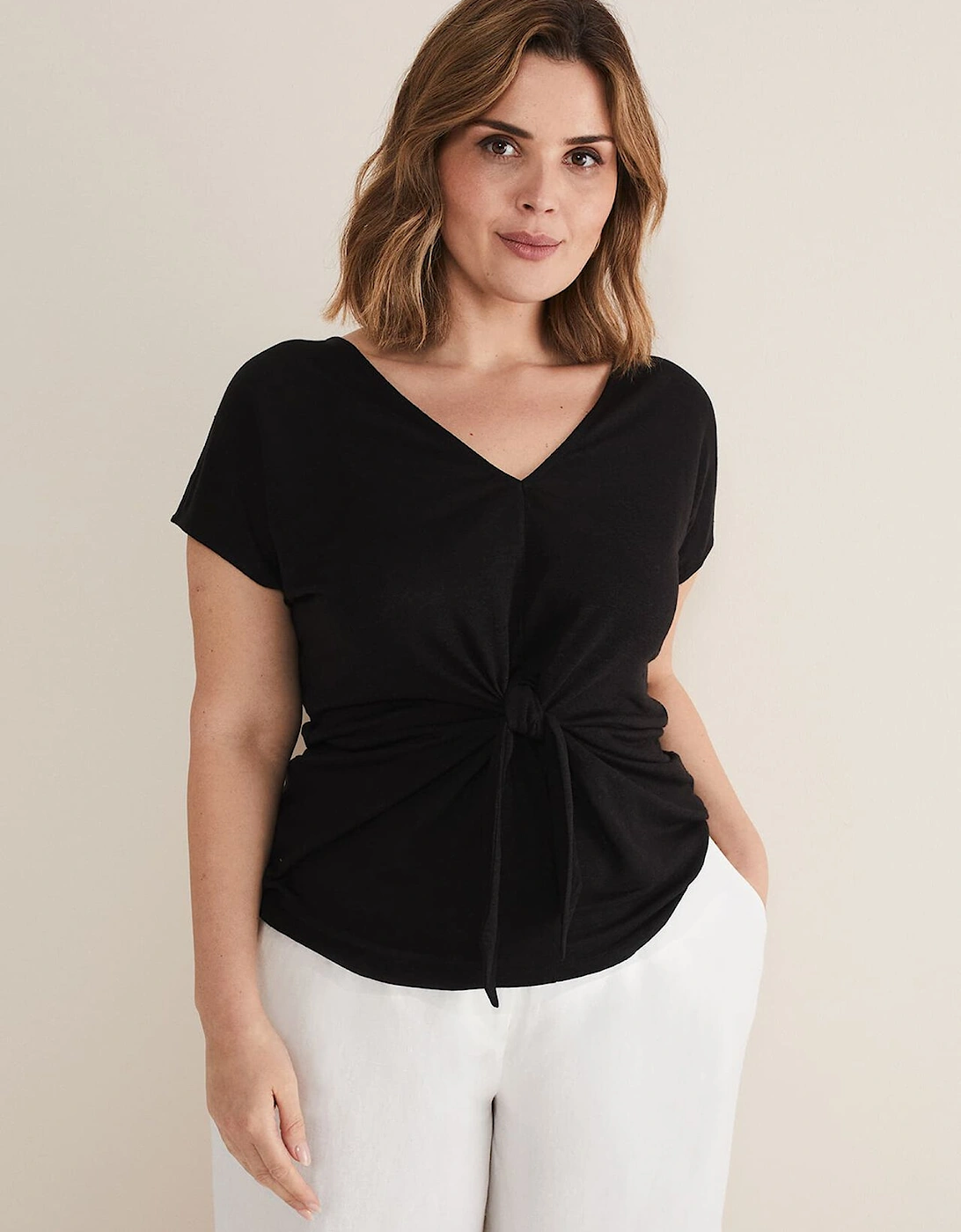 Reyna Linen Tie Front Top