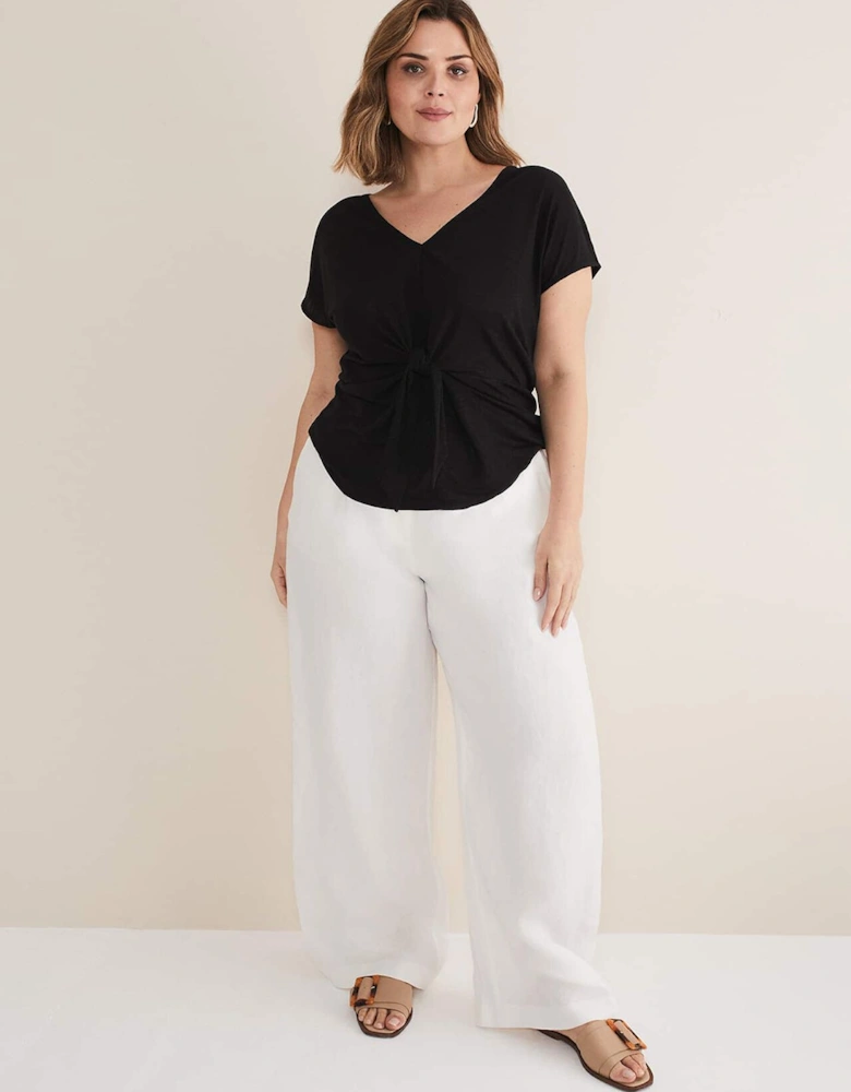 Reyna Linen Tie Front Top