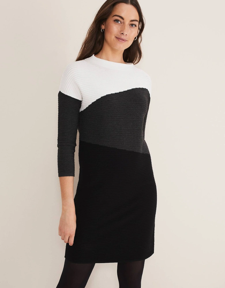 Mali Textured Stitch Colourblock Dress