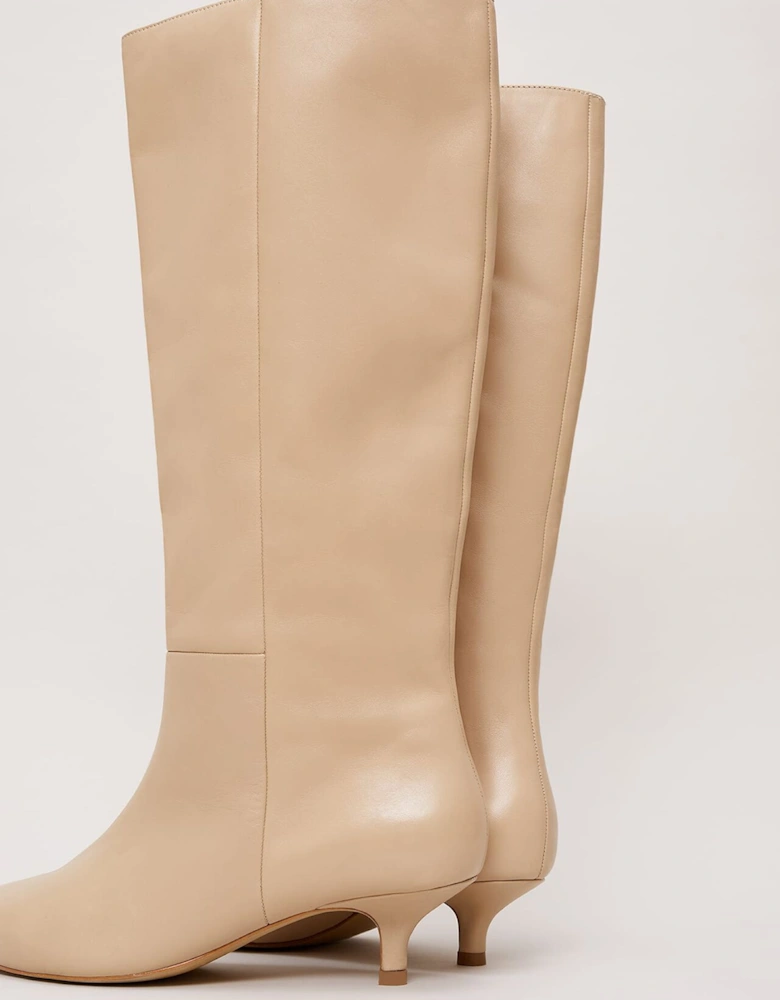 Knee High Kitten Heel Boot