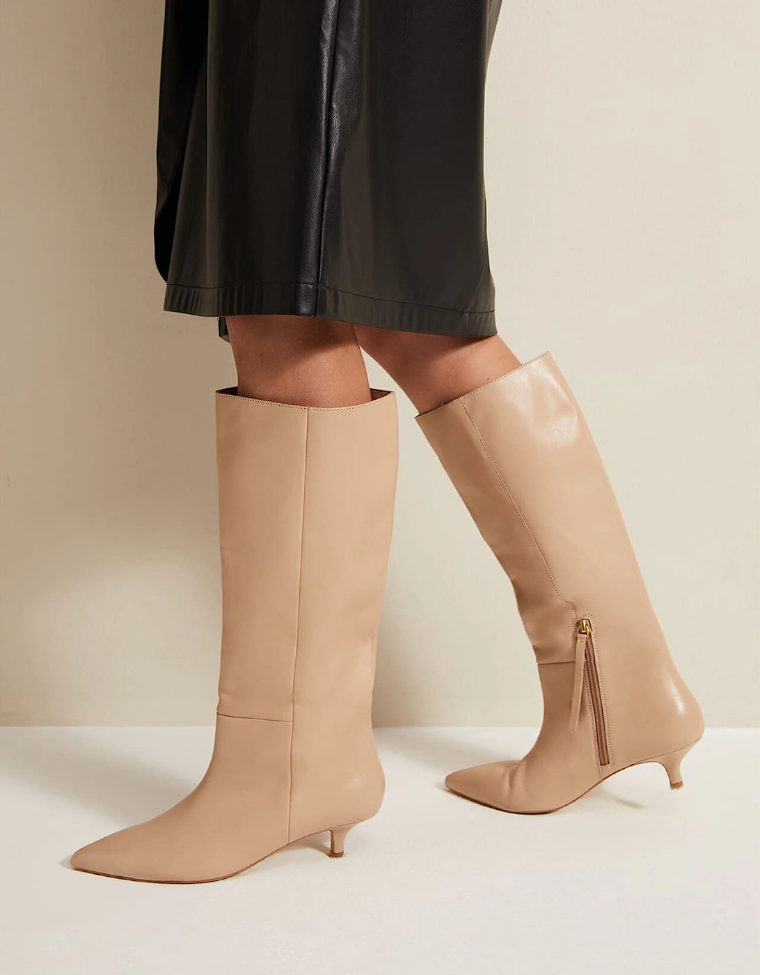 Knee High Kitten Heel Boot