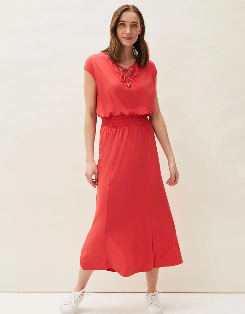 Kiera Jersey Shirred Waist Midi Dress