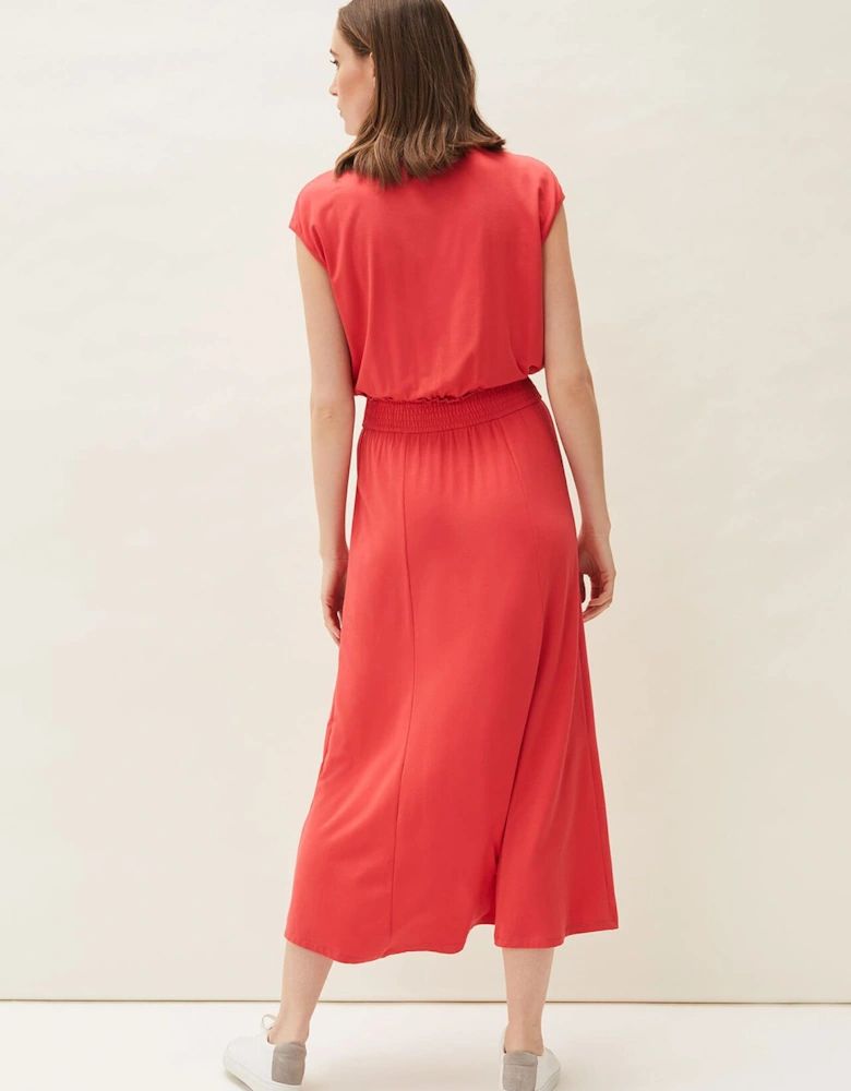 Kiera Jersey Shirred Waist Midi Dress