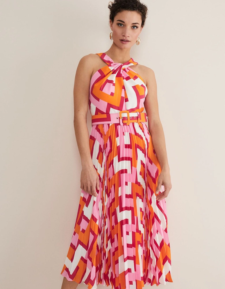 Yas Abstract Halterneck Midi Dress