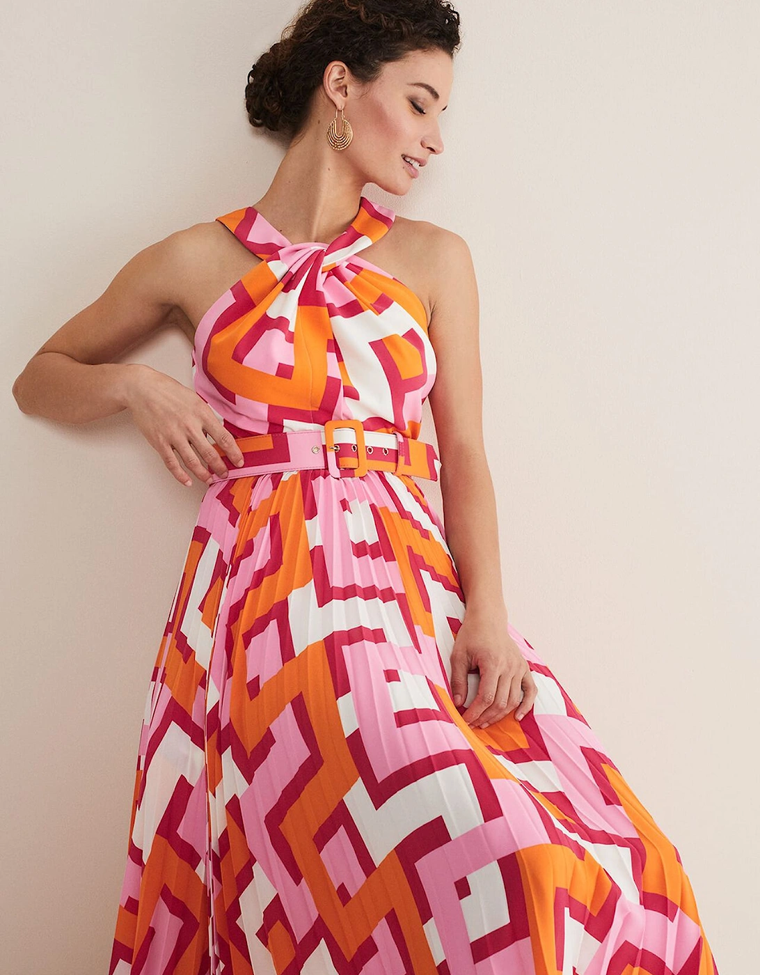 Yas Abstract Halterneck Midi Dress