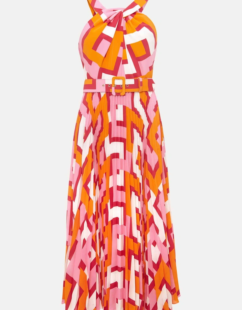 Yas Abstract Halterneck Midi Dress