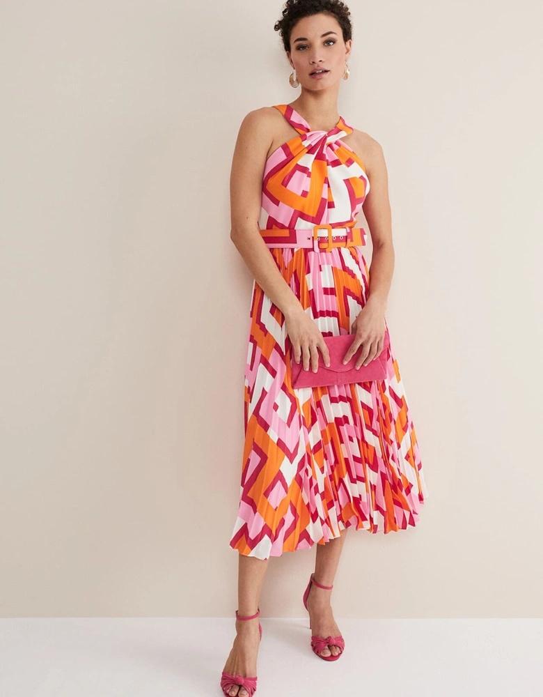 Yas Abstract Halterneck Midi Dress