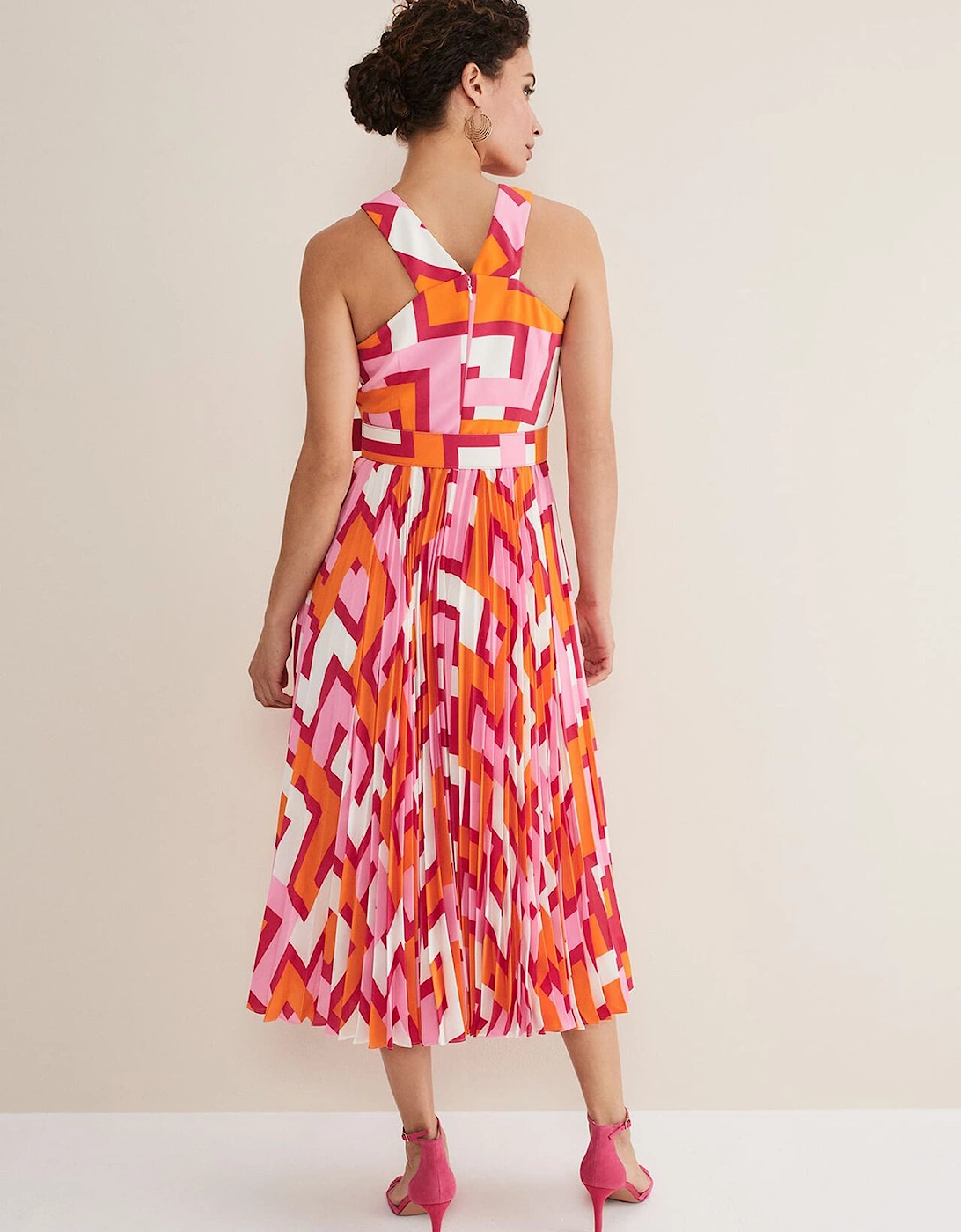 Yas Abstract Halterneck Midi Dress