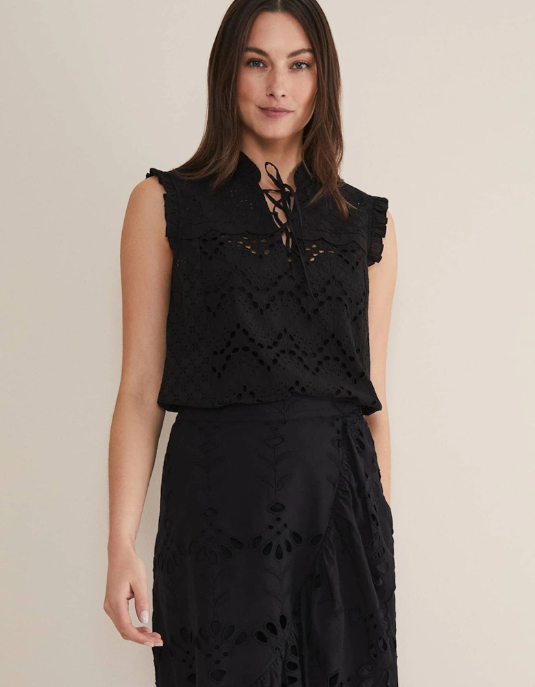 Mollie Broderie Sleeveless Blouse