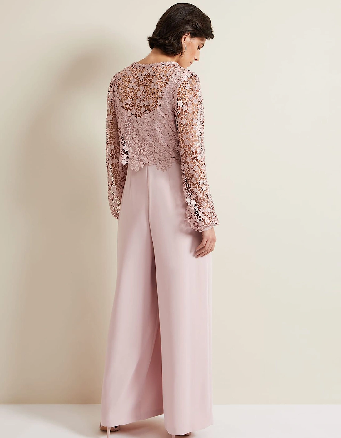 Mariposa Pale Pink Lace Jumpsuit