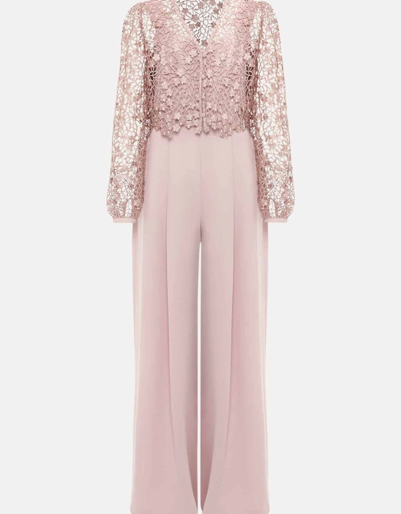 Mariposa Pale Pink Lace Jumpsuit