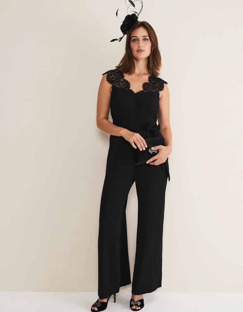 Lia Sleeveless Lace Detail Jumpsuit