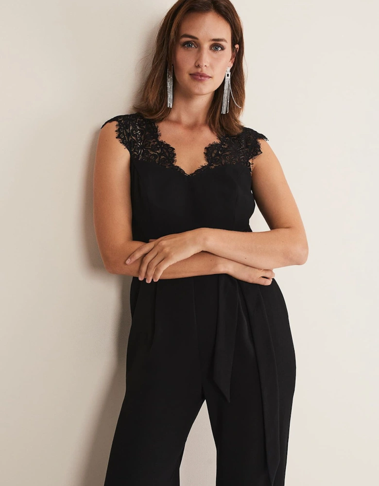 Lia Sleeveless Lace Detail Jumpsuit