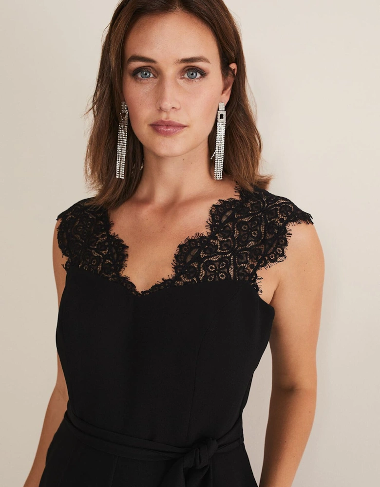 Lia Sleeveless Lace Detail Jumpsuit